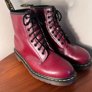 Dr. Martens 1460 Smooth Leather Lace Up Boots Cherry Red Women’s 9.5